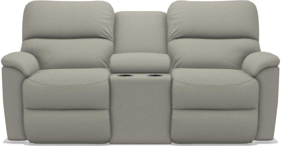 La-Z-Boy Brooks Mushroom Power Reclining Loveseat With Headrest & Console image