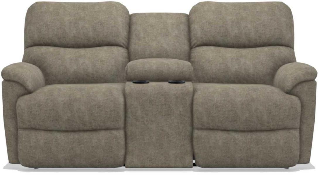 La-Z-Boy Trouper PowerRecline La-Z-Time Sable Reclining Loveseat with Headrest and Console image